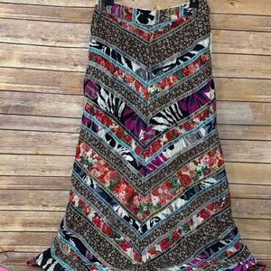 Free People Vintage Boho Multicolor Patchwork Maxi Skirt